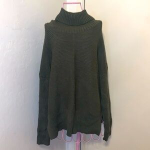 Lillusory Green Ribbed Oversized Turtleneck Sweater #LS038- Large